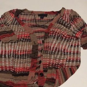 Light weight cardigan orange brown and tan